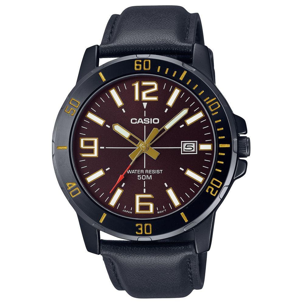 Relógio Casio Masculino Couro Mtp-Vd01bl-5Bvudf