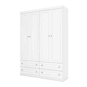 Berço Montessoriano e Guarda Roupa Infantil Americano 4 Portas Branco com Colchão Ortobom - Henn