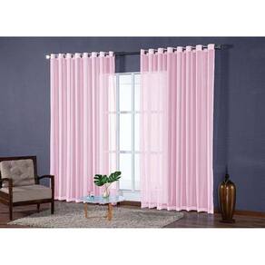 Cortina Para Sala Em Tecido Voal Liso Rose 4,00X2,50