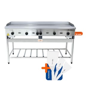 Chapa Americana Profissional 150cm a Gás 18mm Lisa Inox Com Pé Cgp150 e Espátulas - Venâncio