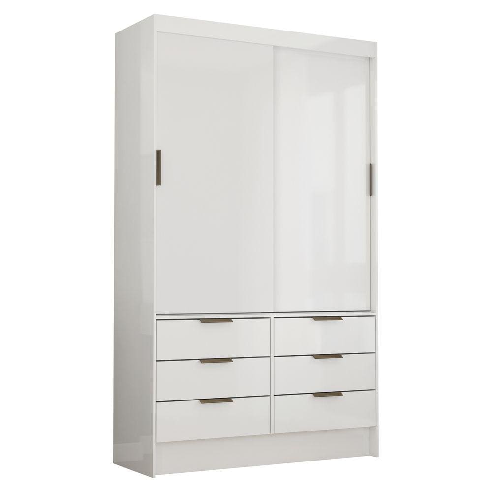 Guarda Roupa Sevilha 2 Portas de Correr 6 Gavetas Carioca Móveis - Branco