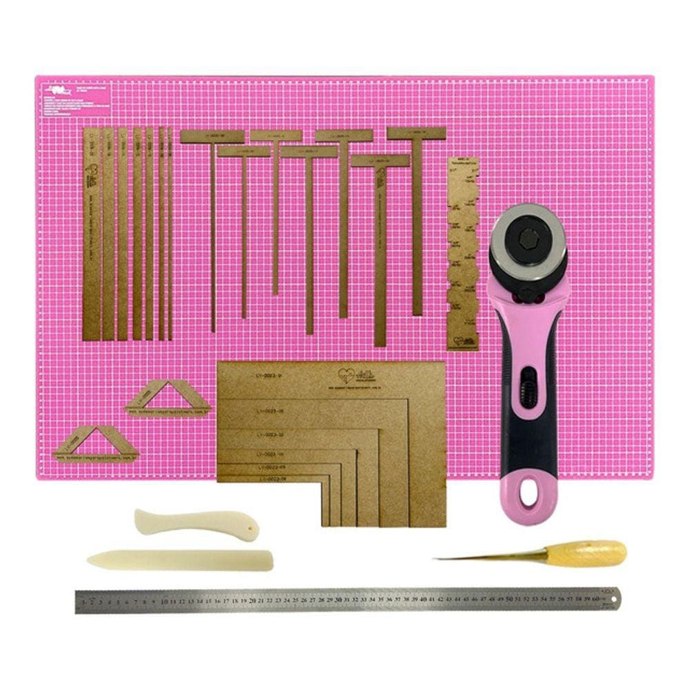 Placa de Corte 90x60 Kit Cartonagem Gabarito Fio de Cabelo Esquadros Régua inox 60 Cortador Disco 45