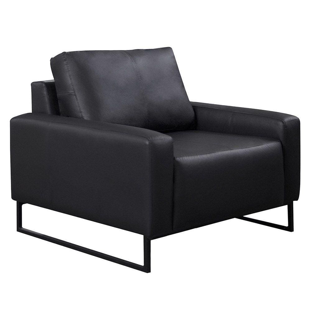 Poltrona Decorativa Base Metal Dallas Couro Preto - Arte Sala