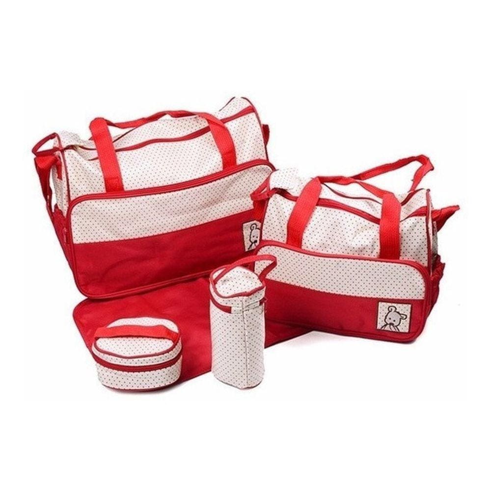 Kit Bolsa Maternidade Bebê 5 Peças Trocador Porta Mamadeira