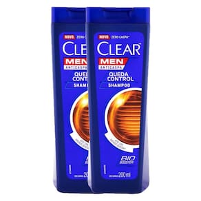 Kit com 2 Shampoos Anticaspa Clear Men Queda Control 200ml