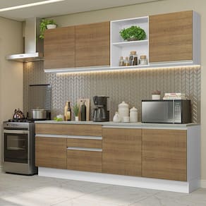 Armário de Cozinha Completa 240cm Branco/Rustic Glamy Madesa 06