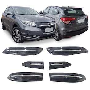 Jogo Protetor Para-choque Friso Honda HR-V 2016 a 2022 Cinza Barium com Filete Cromado 6 Peças