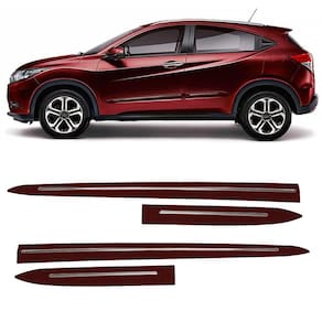 Jogo Friso Lateral Honda HR-V 2016 2017 2018 2019 2020 2021 2022 Vermelho Mercúrio com Filete Cromado