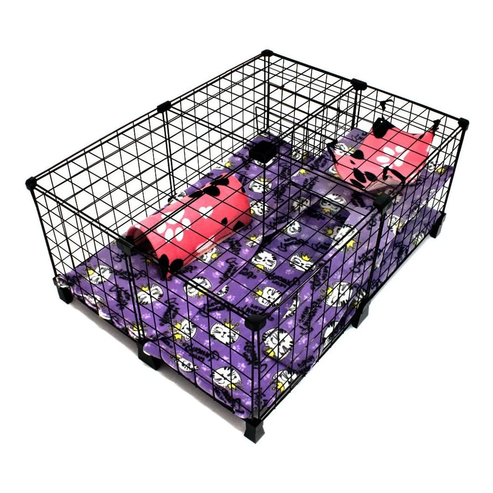 Cercado para Porquinho da Índia 60x80x30 Mini Andar com Acessórios Toca Rede Porta Feno e Soft