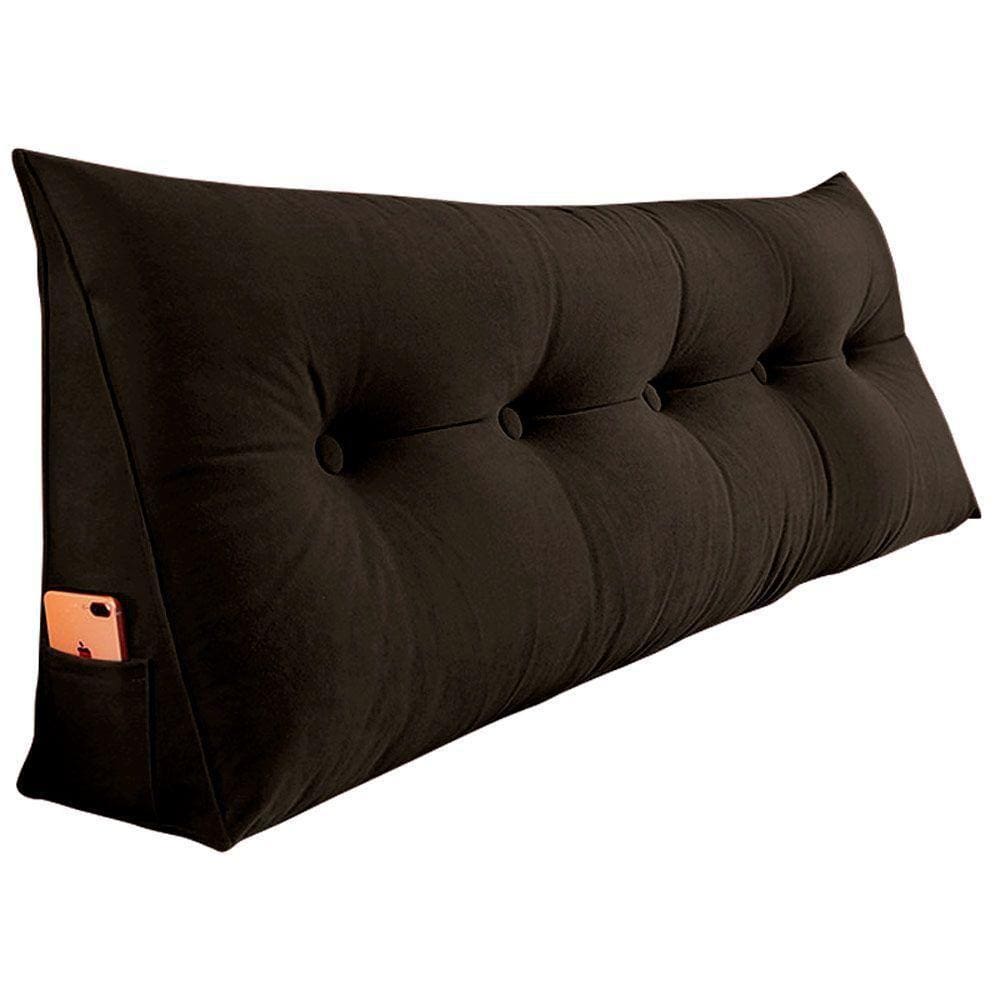 Almofada Para Cabeceira Spot 140cm Com Porta Celular Marrom