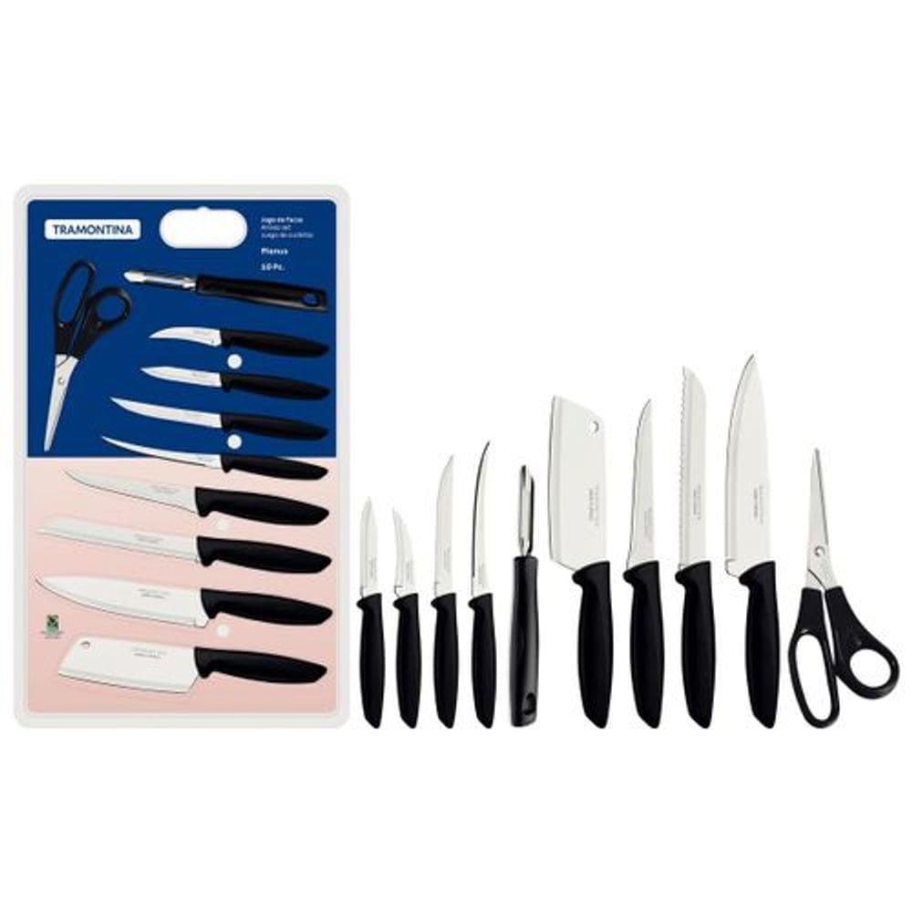 Jogo Facas Aço Inox Tramontina  10 peças Plenus Preto