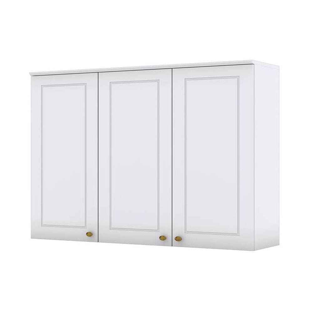 Armário Aéreo 3 Portas 120 cm Americana Branco HP - Henn