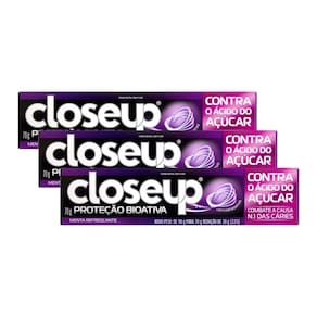 Kit com 3 Creme Dental Closeup Proteção Bioativa Contra o Ácido do Açúcar 70g