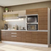 Armário de Cozinha Completa 100% MDF 300cm Branco/Rustic/Crema Smart Madesa 02