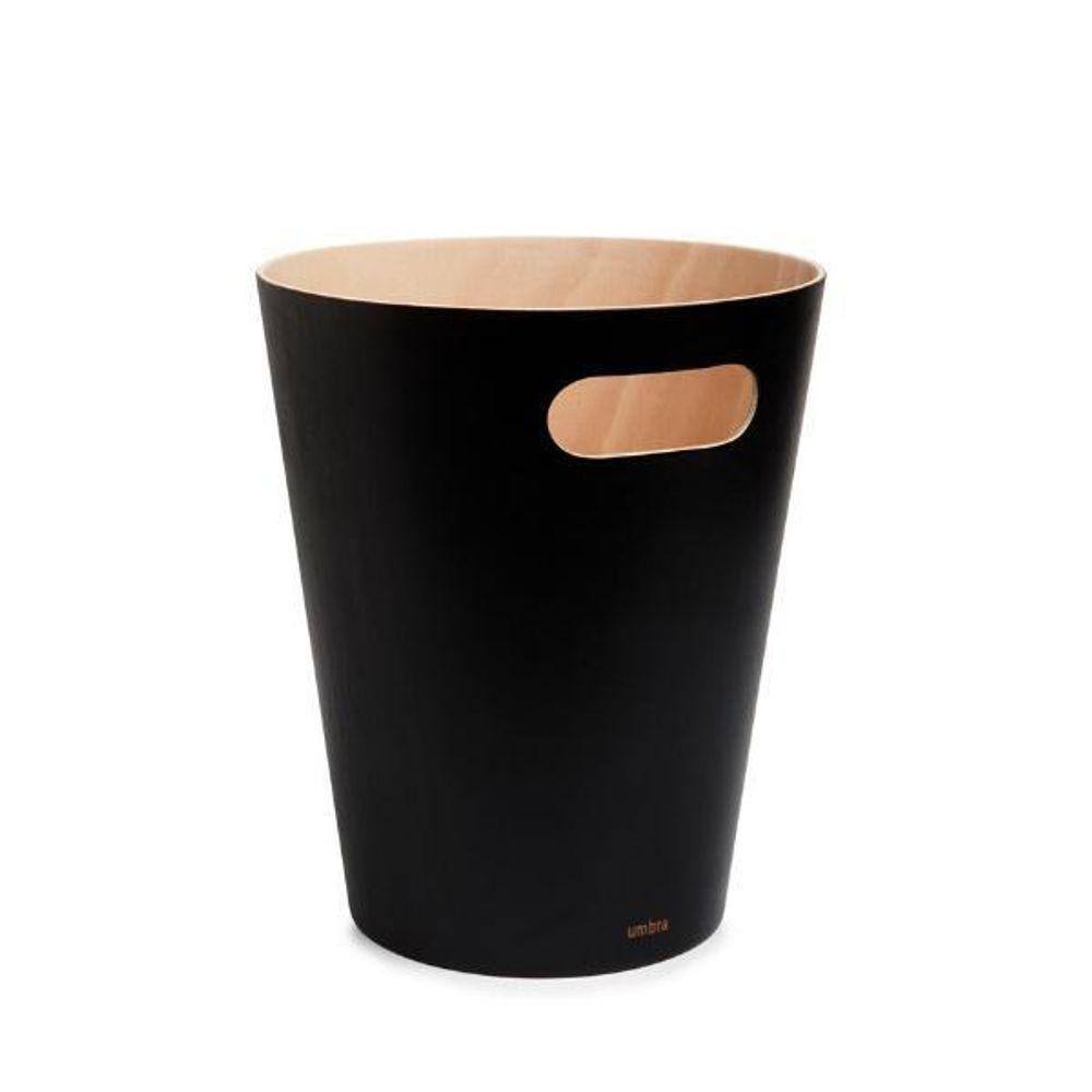 Lixeira Para Escritorio Em Madeira Natural 7,5L Preta Umbra