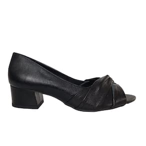 Peep Toe Nó Salto Baixo James Mendes - Preto