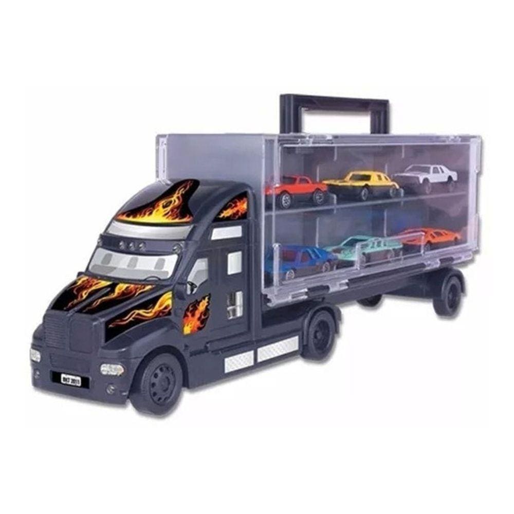 Mini Carreta C/6 Carrinhos Infantil Caminhão Cegonha Criança