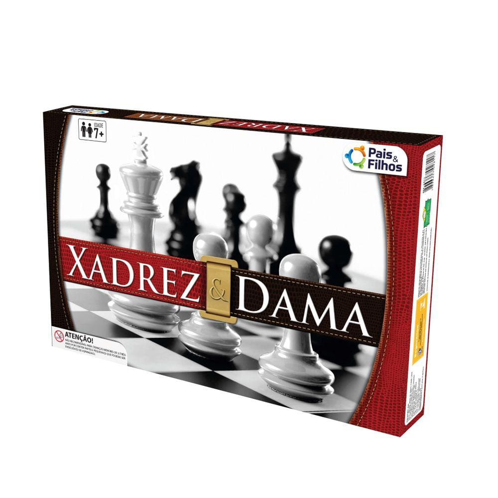 Jogo De Xadrez E Dama Tabuleiro Oficial Madeira Gaveta 39x39