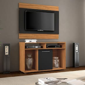 Conjunto Painel com Estante para TV até 43 Polegadas Show Notável Móveis Freijo Trend/Preto TX
