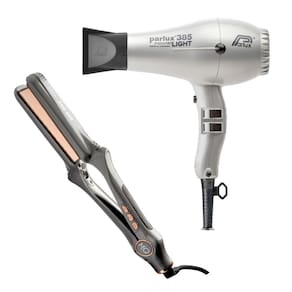 Kit Profissional - Secador Parlux 385 Power Light Prata 2100W 127V + Prancha Mq Pro 480 480°F /250°C