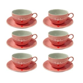 Conjunto De Xícaras De Café 12 Peças Rosa 160Ml