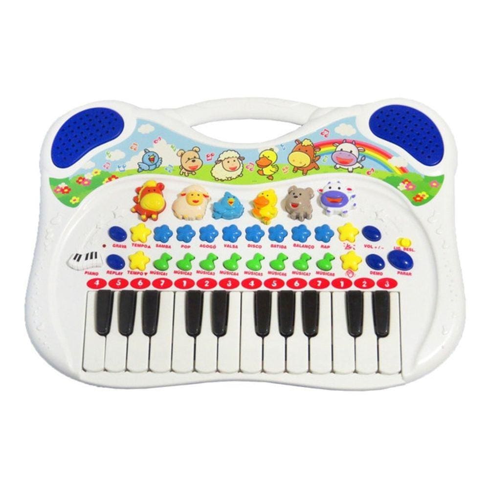 Teclado Piano Musical Fazendinha Animal Infantil Baby Com Luz