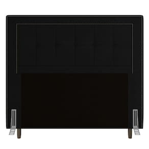 Cabeceira Box Solteiro 90cm Com Tachas E Frame Suede Preto