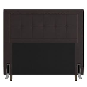 Cabeceira Box Solteiro 90cm Com Tachas E Frame Suede Marrom
