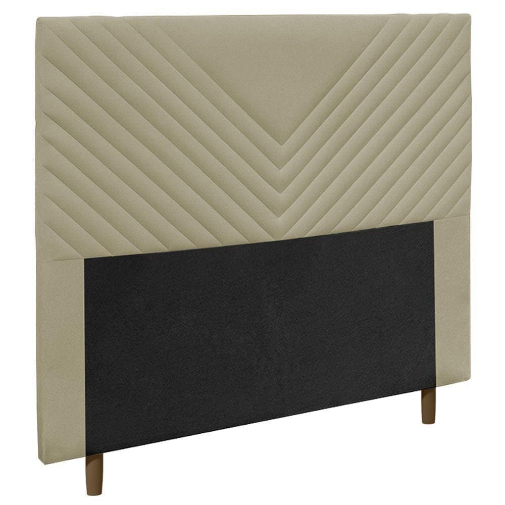 Cabeceira Cama Box Solteiro Viena 90cm Veludo Bege