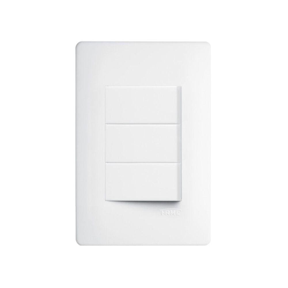 Interruptor Simples Triplo Fame Habitat com Placa 4x2 Branco
