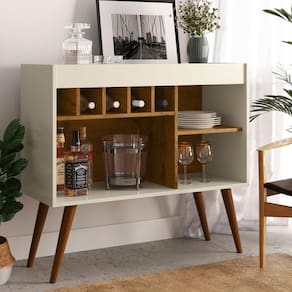 Aparador Adega New Odin Para Sala Off White/Freijo- Ej Moveis