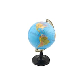 Globo Terrestre 14cm Giratório Mapa Mundi em Português Escolar Base Preta Removível
