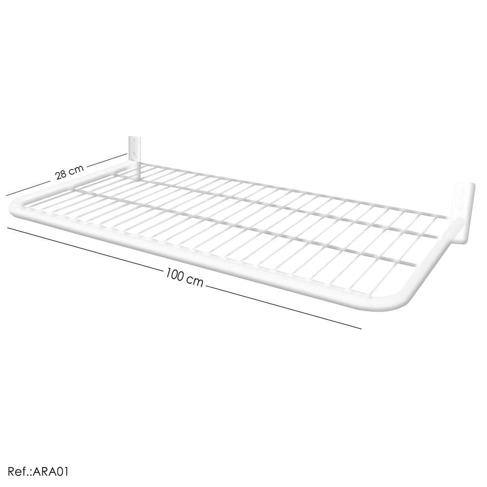 Arara de roupas de Parede Branca c/ Grade - 1,00 x 0,28