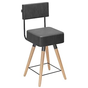 Banqueta Cadeira 73cm Com Encosto Corano Preto - Desk Design