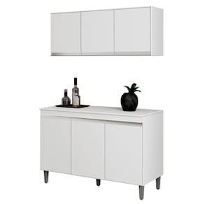 Armário Aéreo E Balcão Gabinete Cozinha 120cm Branco
