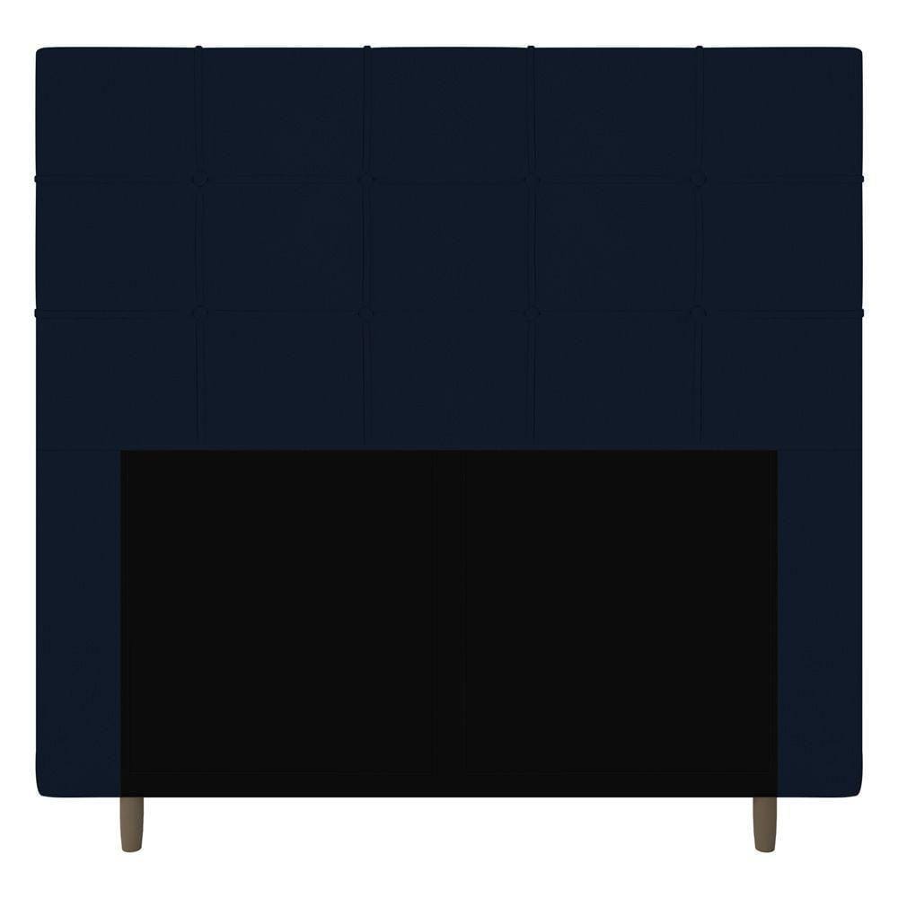 Cabeceira Cama Box Solteiro Leiria 90cm Veludo Azul Marinho