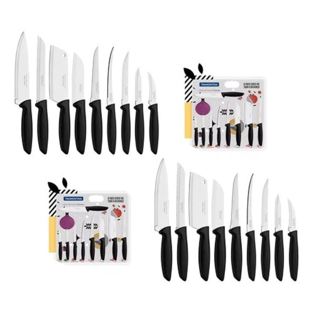 Kit De Facas De Aco Inoxidavel Com 9 Peças Cada