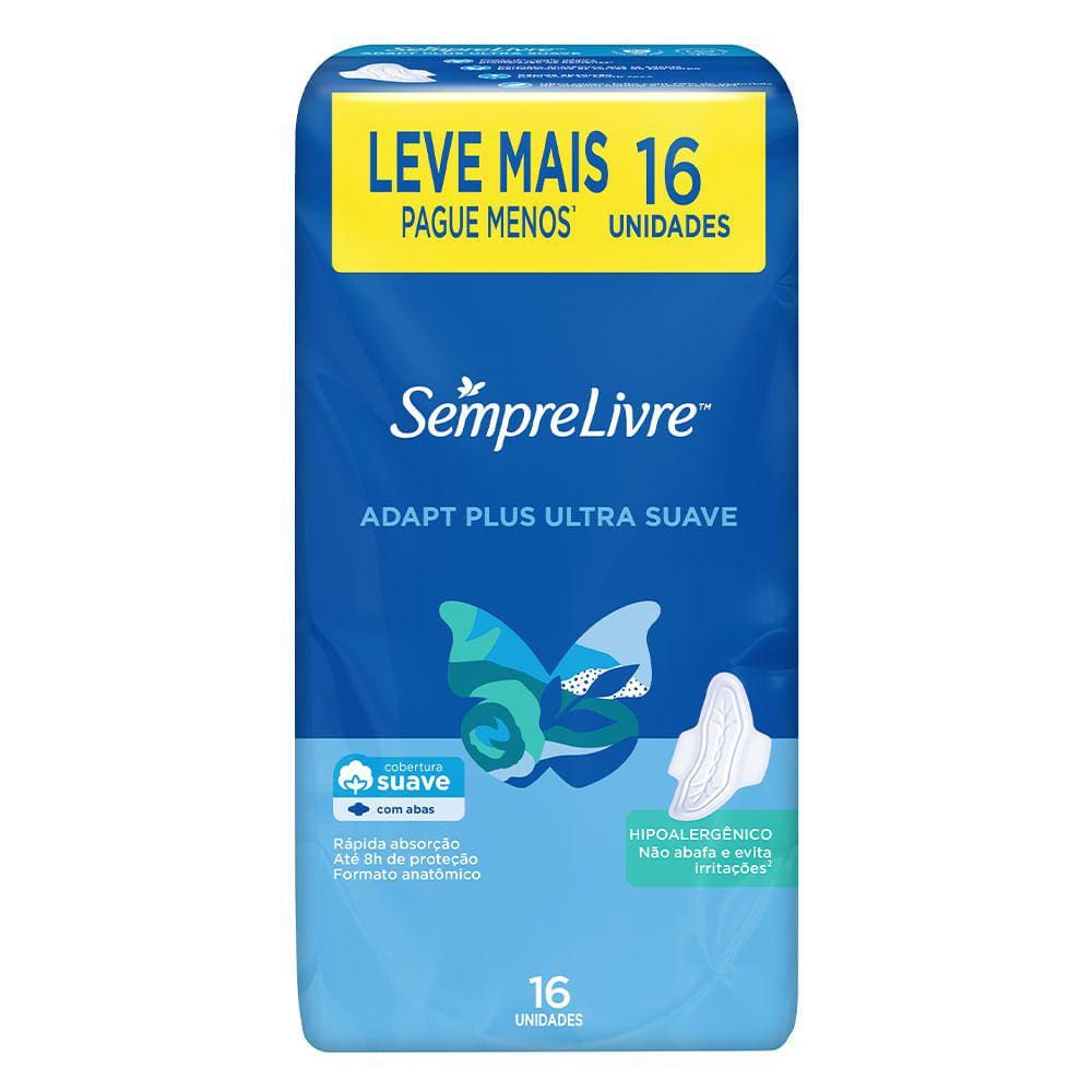 Absorvente Externo SEMPRE LIVRE® Adapt® Plus 16 unidades