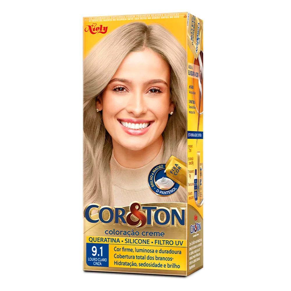 Tintura Creme Cor & Ton Louro Cinza 9.1