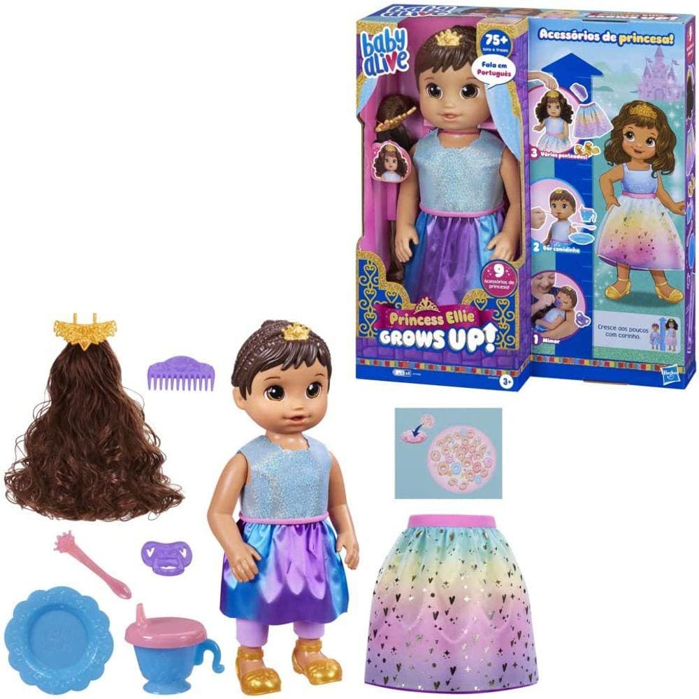 Boneca - Baby Alive Princesa Ellie Grows UP - Morena HASBRO