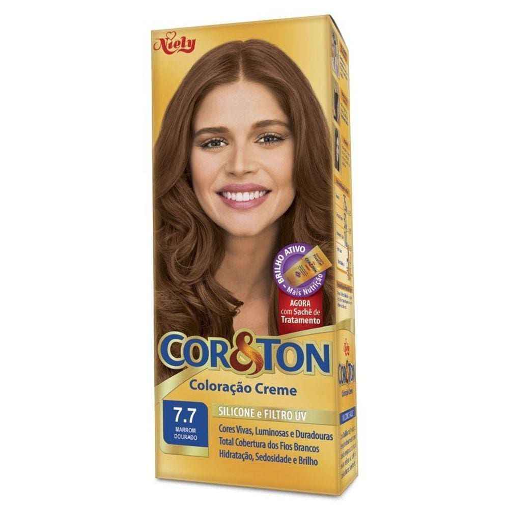 Tintura Creme Cor & Ton Marrom Dourado 7.7