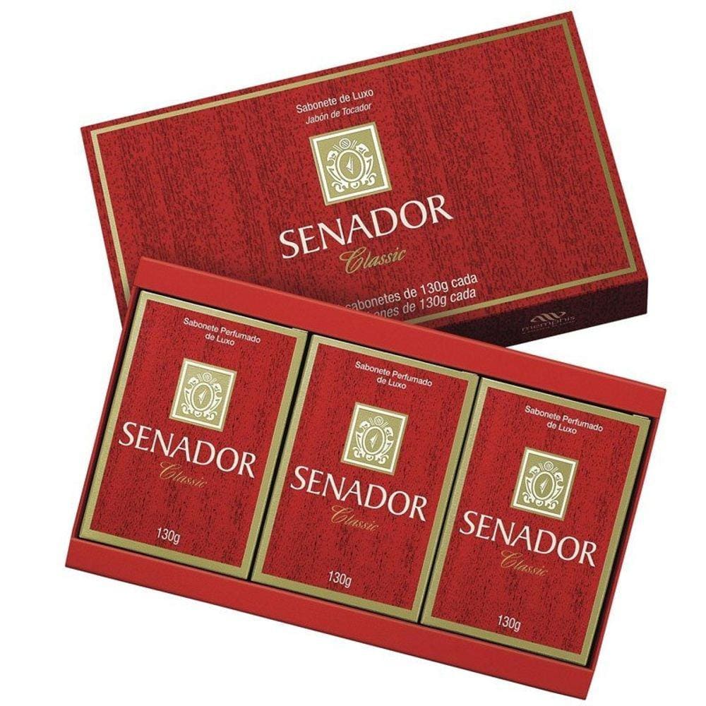 Estojo Senador Com 3 Sabonete 130g