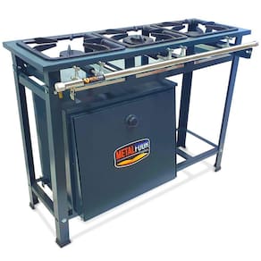 Fogão Industrial 3 Bocas 2QS 1QD Baixa Pressão com Forno 57L de Piso