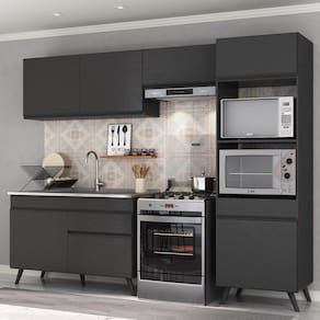 Armário de Cozinha Compacta 4 peças MP3693.895 Veneza Multimóveis Preto