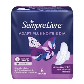 Absorvente Sempre Livre Adapt Plus Seca com Abas 8 unidades