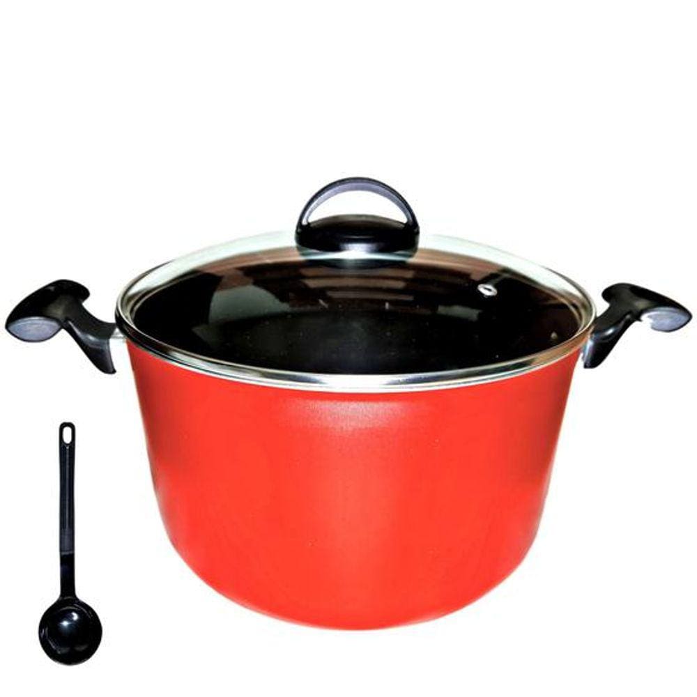Caldeirão Panela 26cm Grande Antiaderente Com Tampa De Vidro