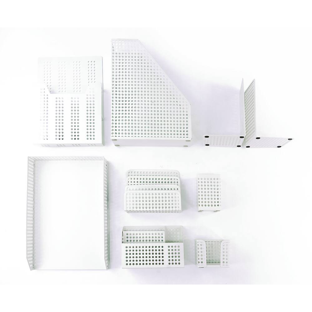 Kit Porta Caneta, Suporte De Livro E Porta Objetos 9 Pçs Branco - Oikos