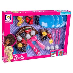 Kit Comidinha Infantil - Barbie - Bolo da Barbie - 40 Peças - Cotiplás
