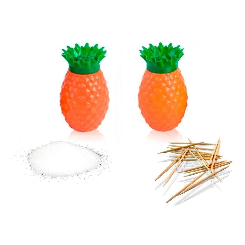 Kit Saleiro Paliteiro De Mesa De Abacaxi Tropical 2 Peças