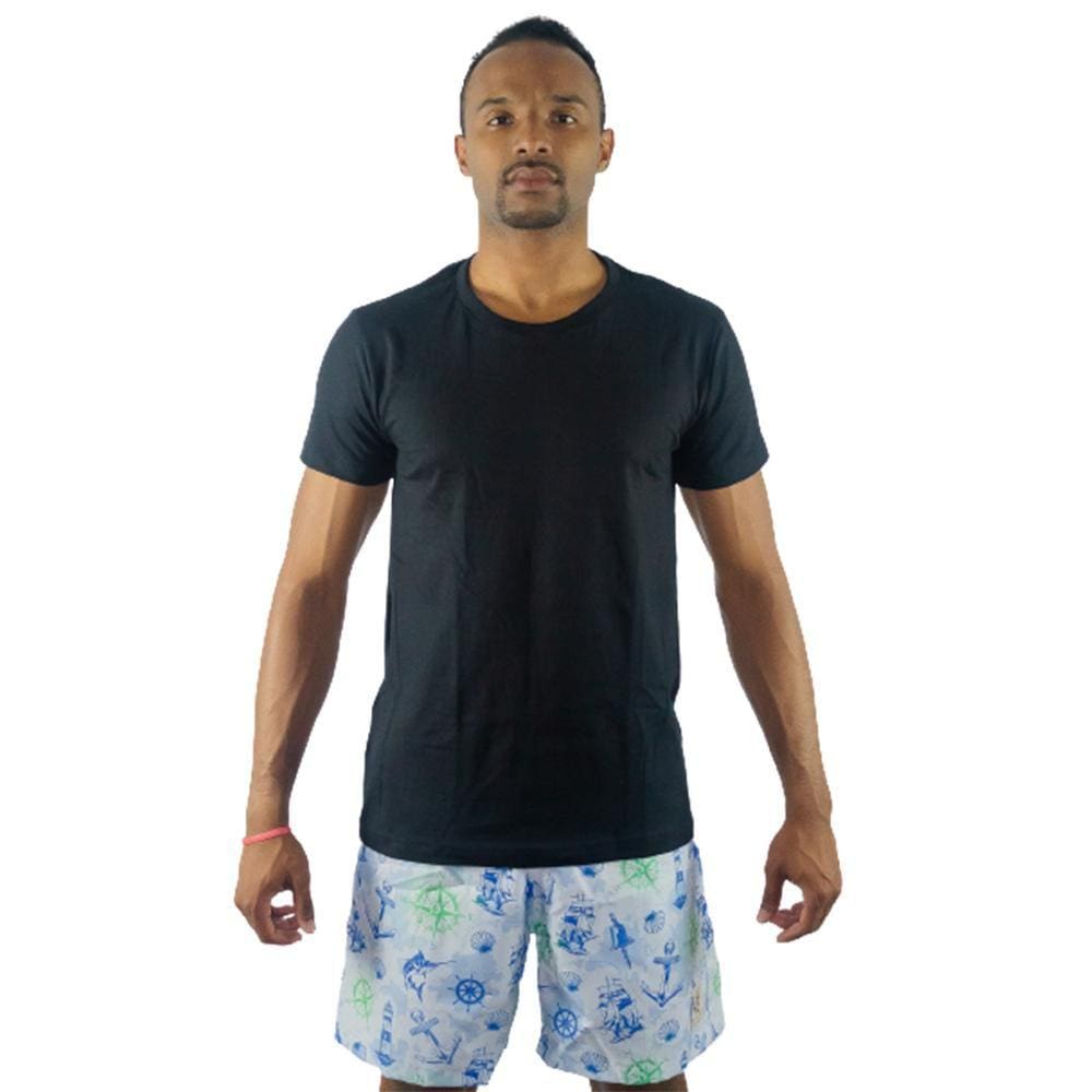 Kit Camiseta Casual + Short Tactel Masculino Estampado Macio